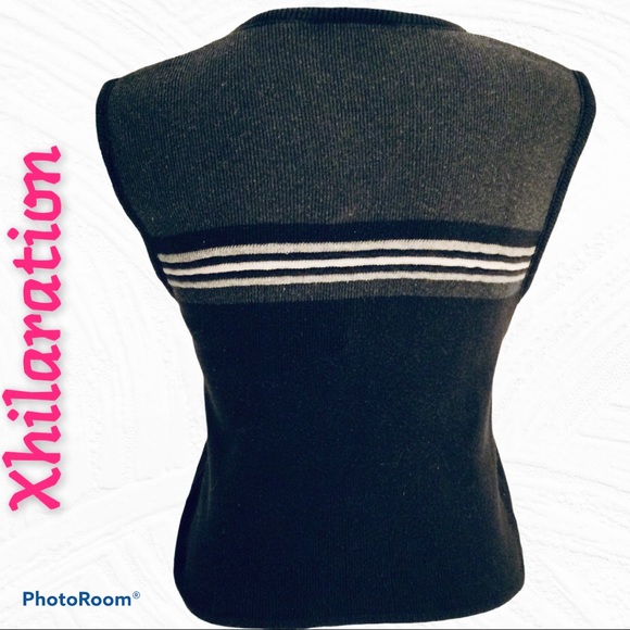 Xhilaration Black & White Stripe Sweater Vest - Picture 2 of 2